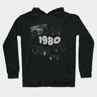 1980 on retro music, grunge radio Hoodie